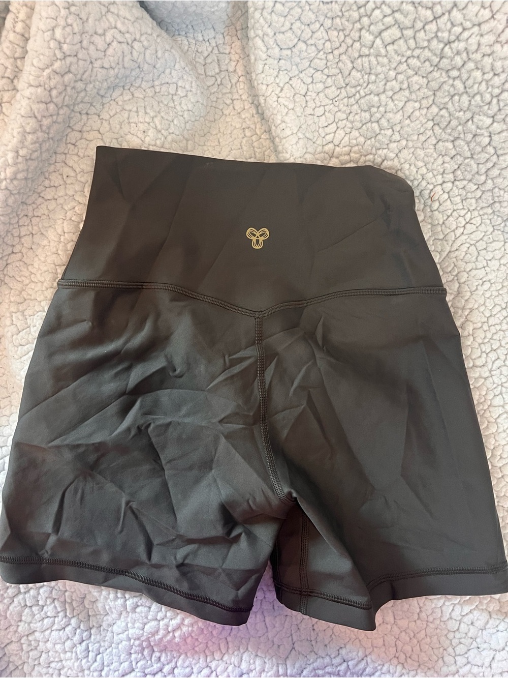 Aritzia Black High-Waist Athletic Shorts with Gold Logo